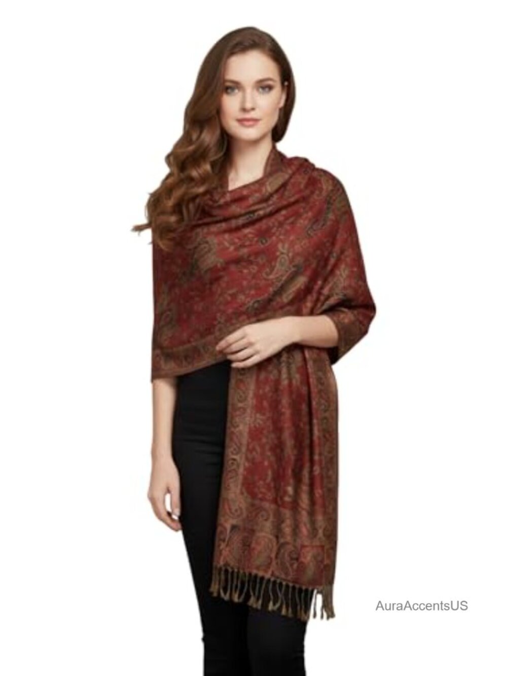 Reversible Paisley Pashmina Feel Shawl Wrap Lightweight Viscose Acrylic